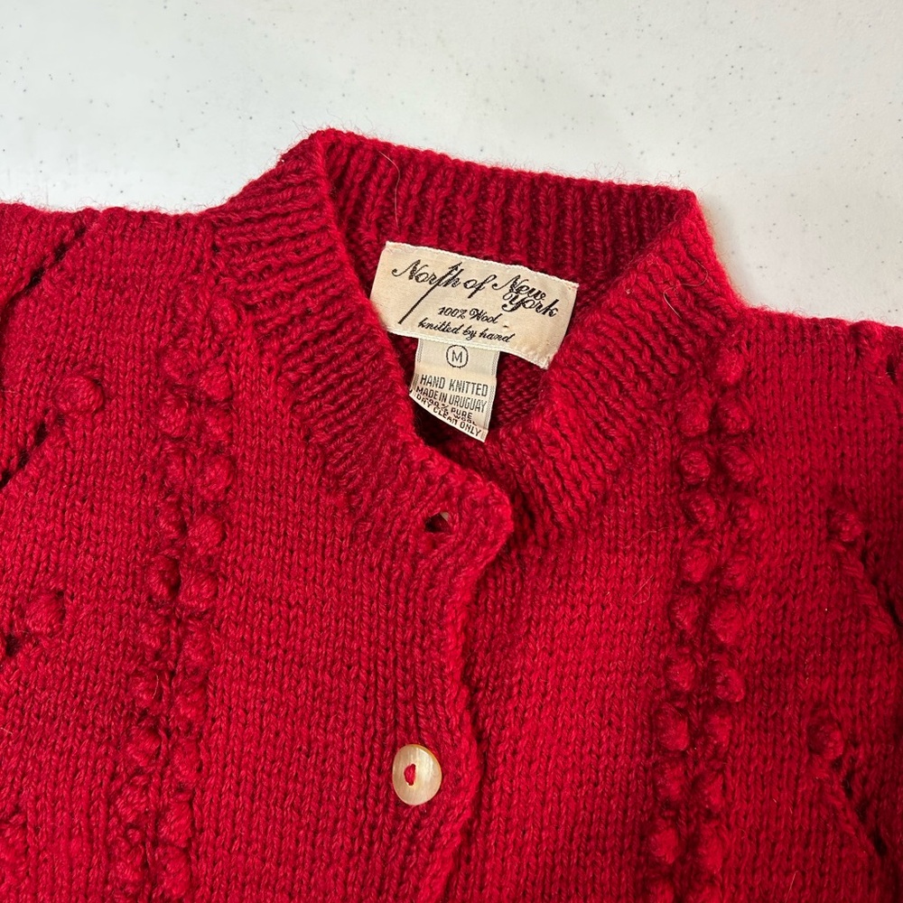 Vintage North of New York Women's Red Knit Cardigan medium - Picture 3 of 5